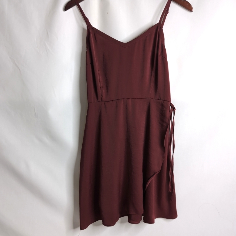 Garage Satin Wrap Dress with Adjustable Straps, Size M